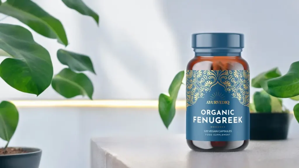 Een potje biologische fenegriek capsules